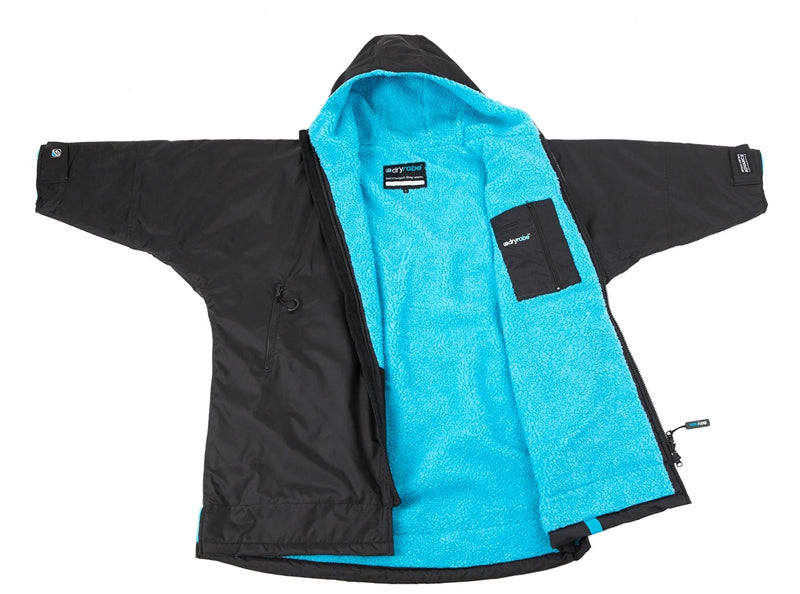 Dryrobe Advance Kids Long Sleeve Changing Robe in Black/Blue