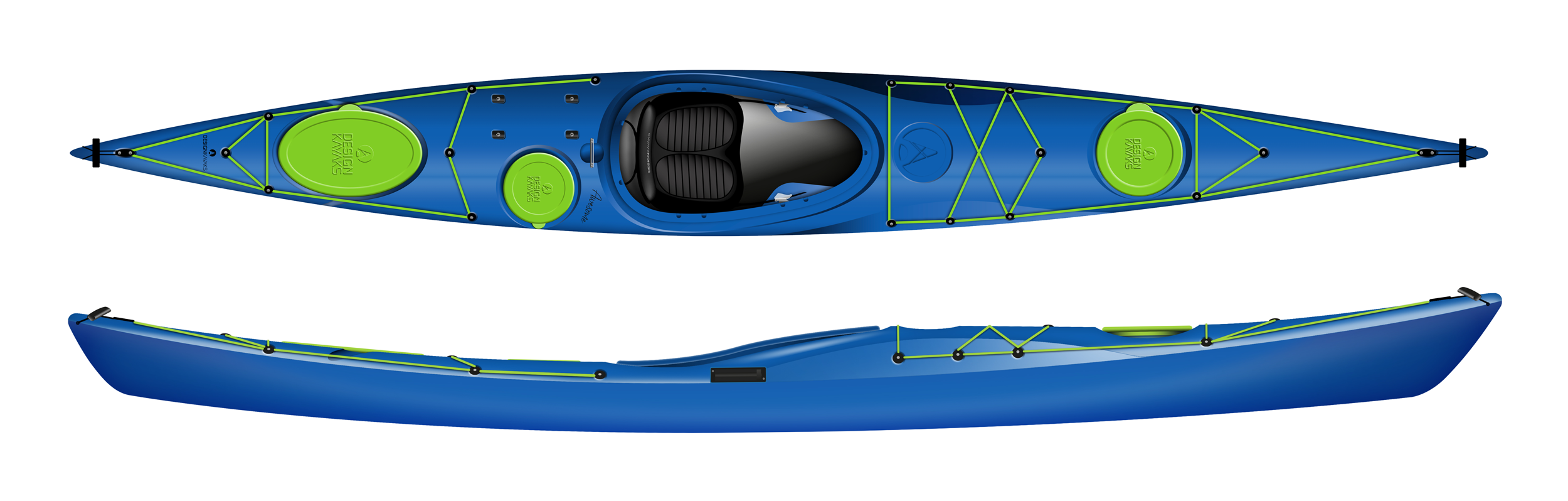 Design Kayaks Awesome - Blue with Green detailing