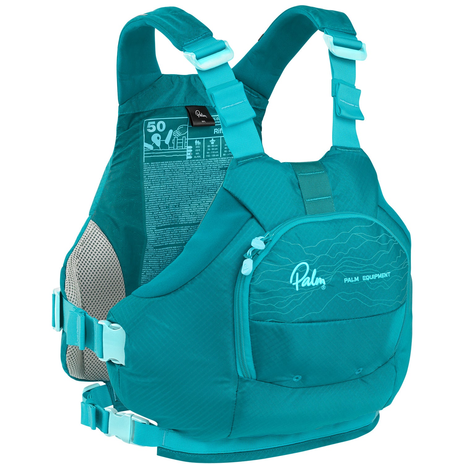 Teal front view of the Palm Riff