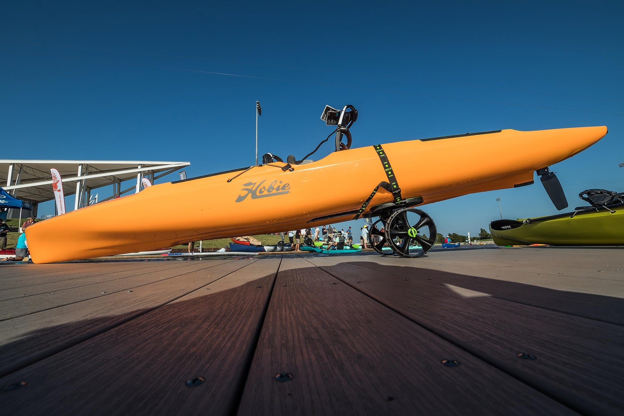The Railblaza C-Tug Trolley fitted to a Hobie Mirage Outback