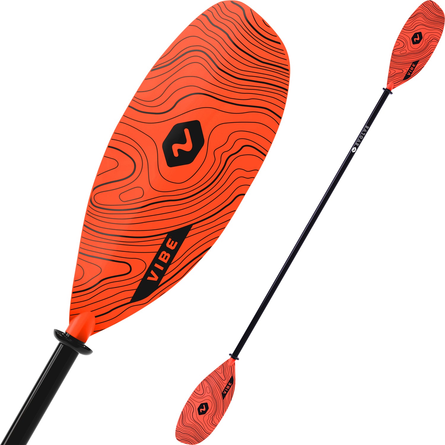 The Vibe Evolve Kayaking Paddle available in Tsunami Red colour