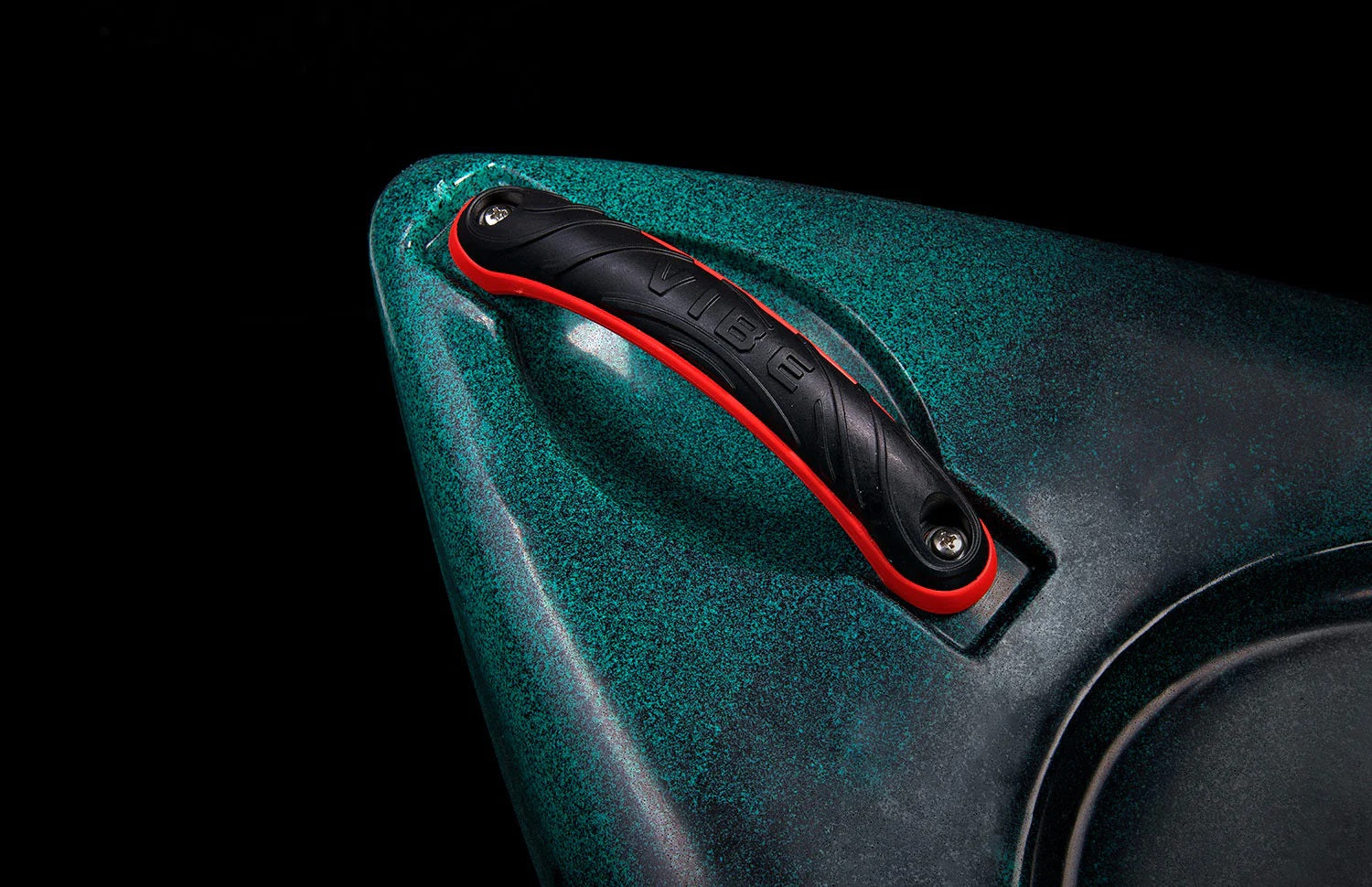 The Front handle of a VIBE kayak up close