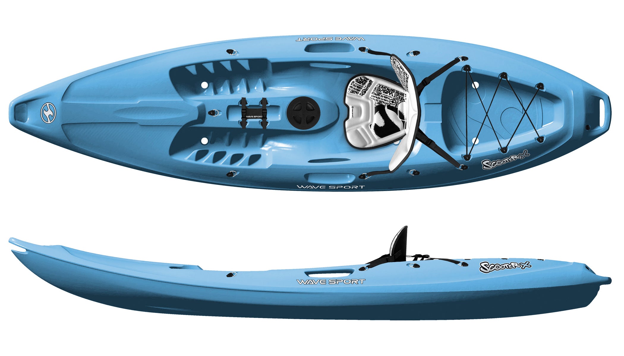 The Wave Sport Scooter X single sit on top in the Maya Blue colour