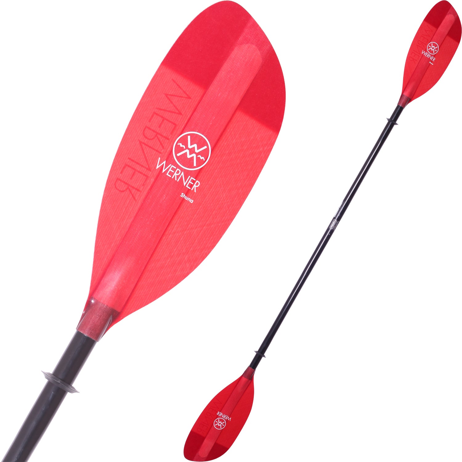 Werner Shuna Glass touring paddles with Red blades.