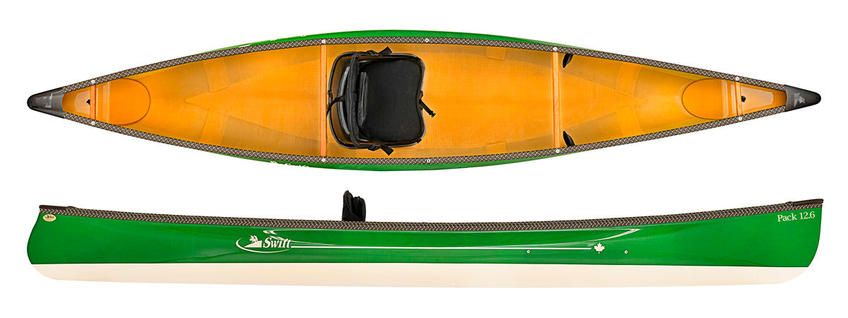 Swift Canoes Pack 12.6 Kevlar Fusion in Emerald with a Champagne hull