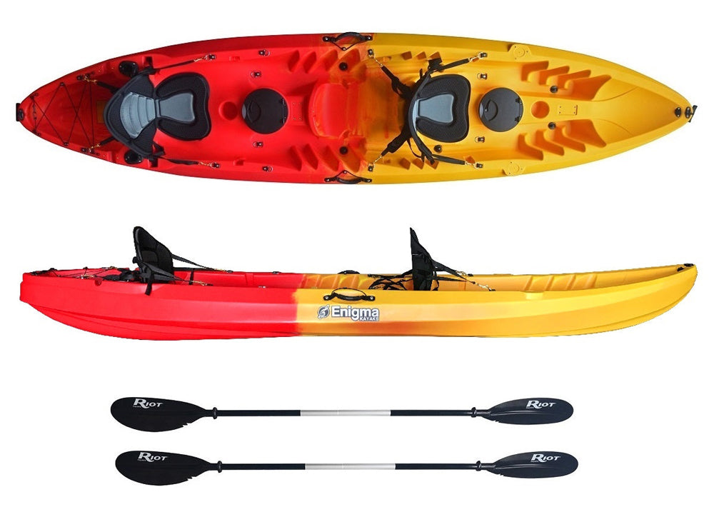 Enigma Kayaks Flow Duo in Flame - Deluxe Package Deal from Canoe Shops Group