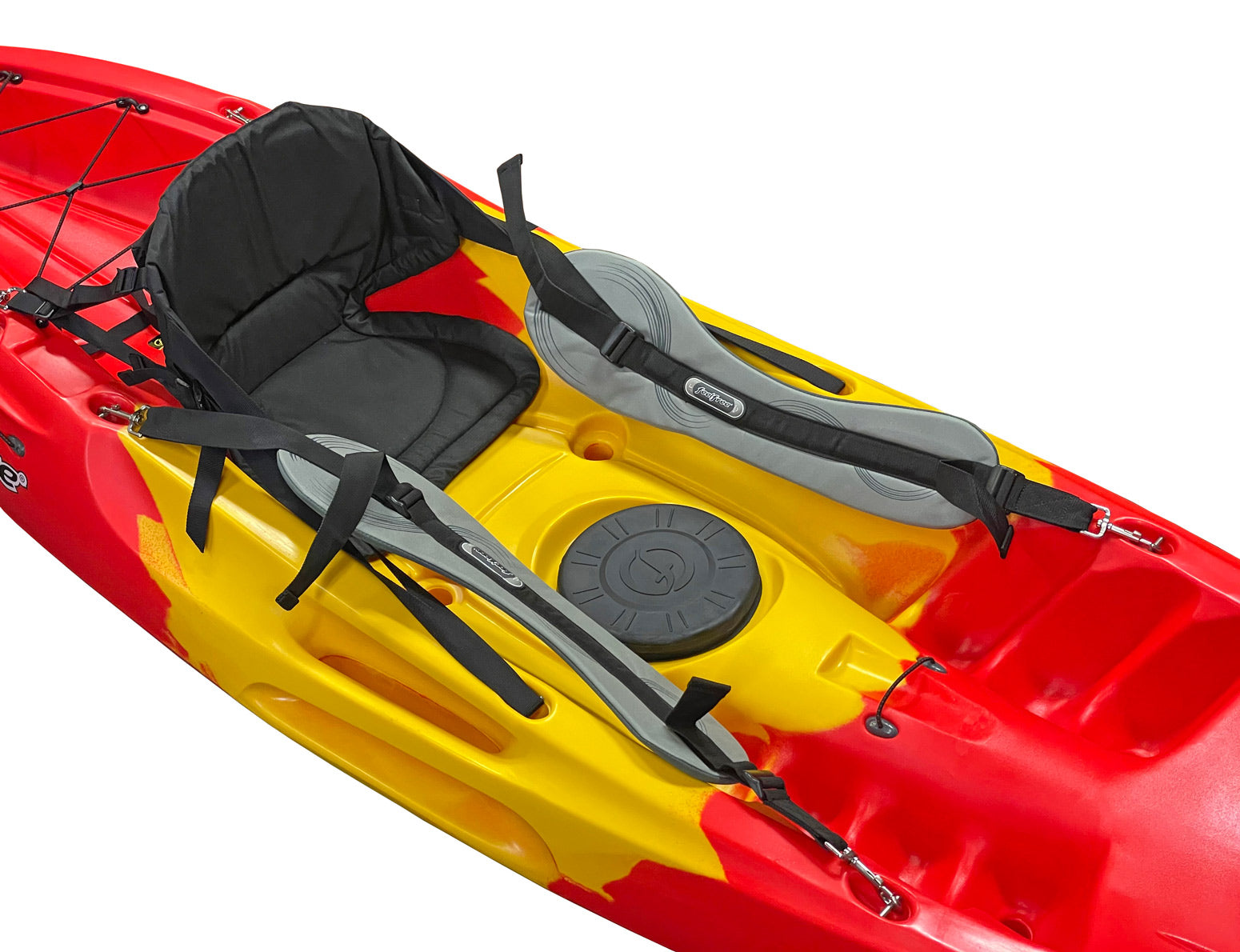 A Feelfree Nomad Sport Kayak with the Padded Thigh Straps in place