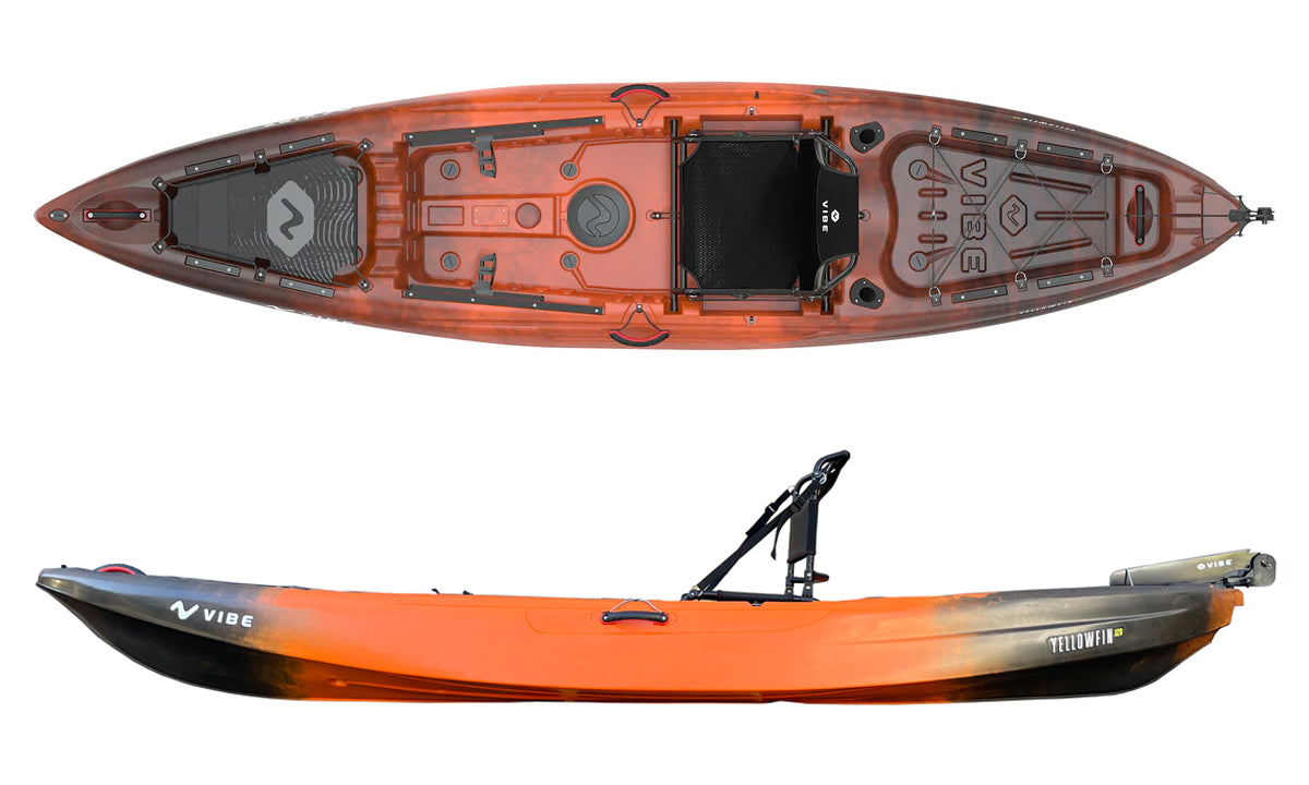 Vibe Kayaks Yellowfin 120 in Wildfire - Stable Sit On Top Kayaks for coastal and inland paddling