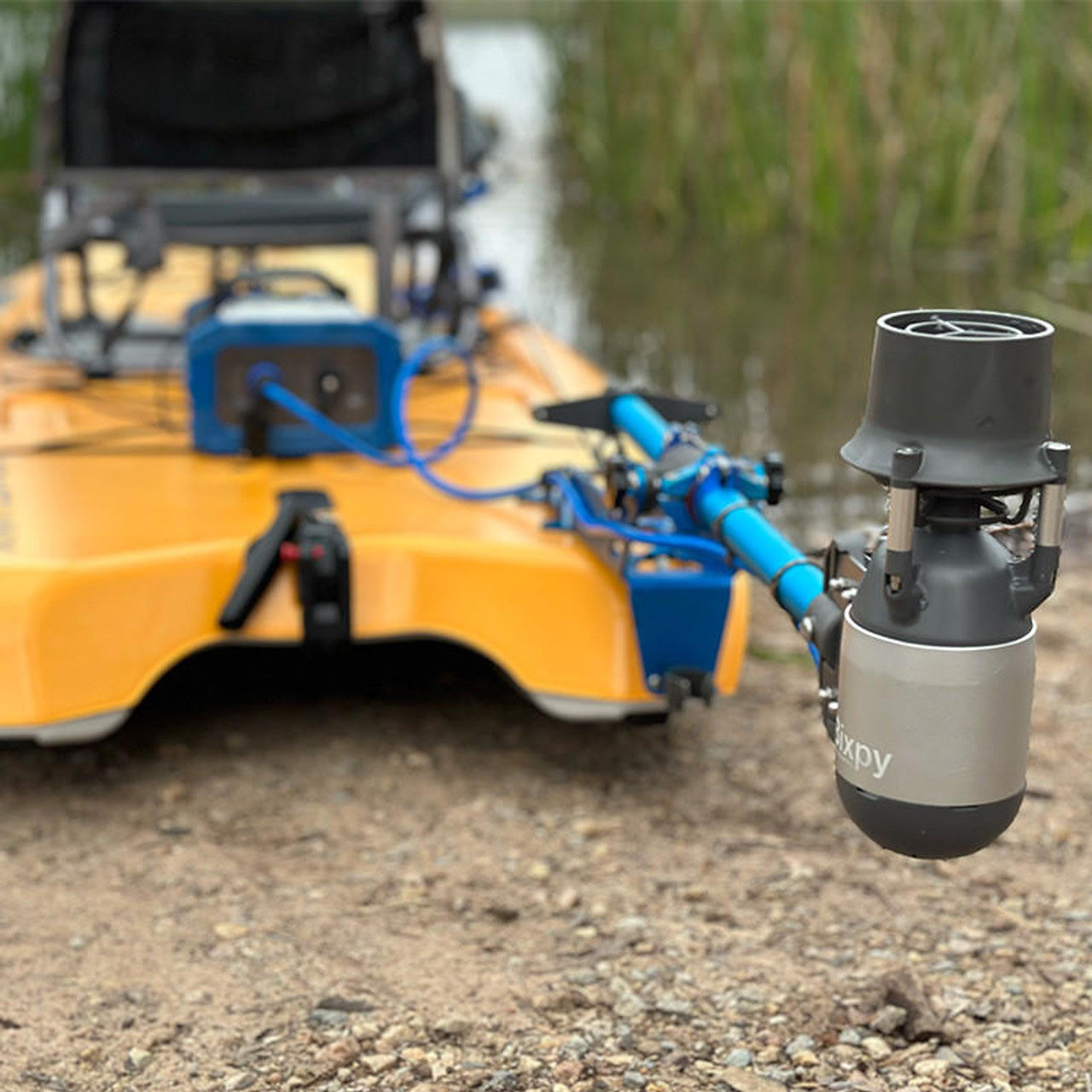 Bixpy outboard Motor Angler Pro kit on a kayak