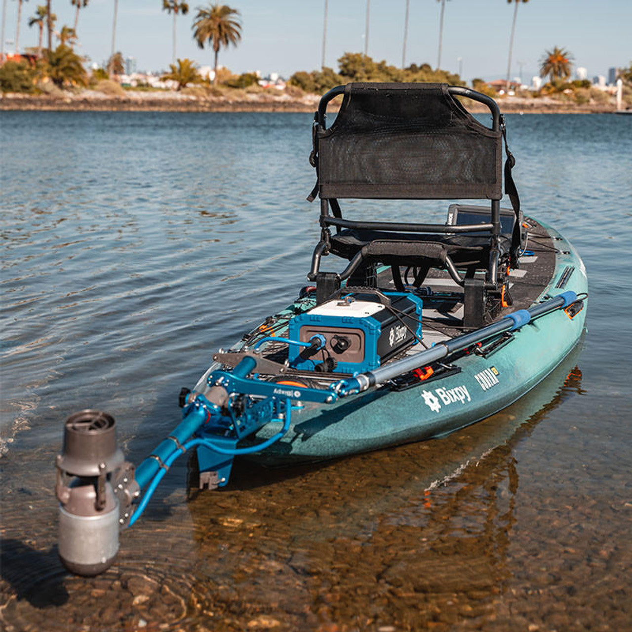 Bixpy angler pro kit set up on a Vibe Kayak
