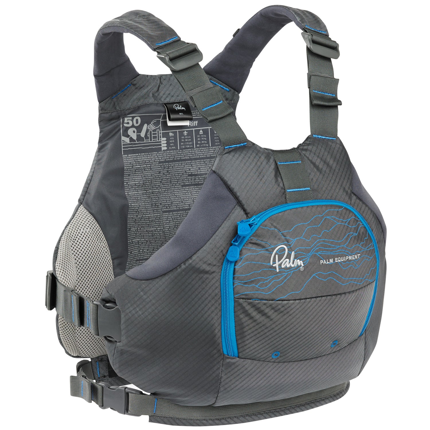 Palm RIff buoyancy aid in front view in jet grey