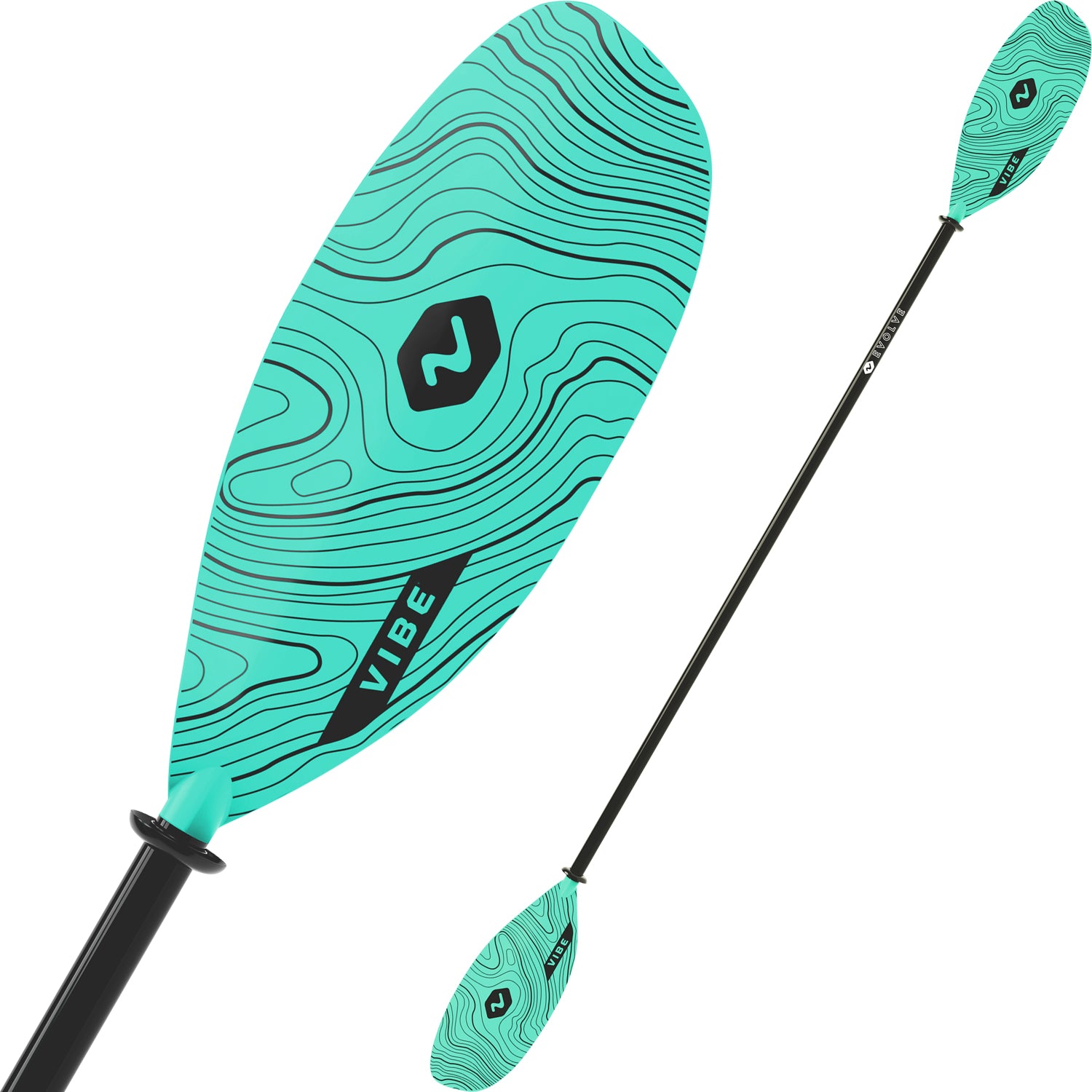The Vibe Evolve Kayak Paddle in the Caribbean Blue colour