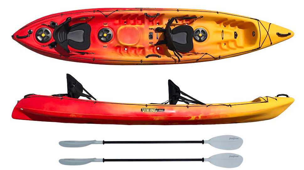 Viking Kayaks 2 plus 1 Package with 2 deluxe seats and 2 Feelfree paddles available to buy from Canoes Shops Group