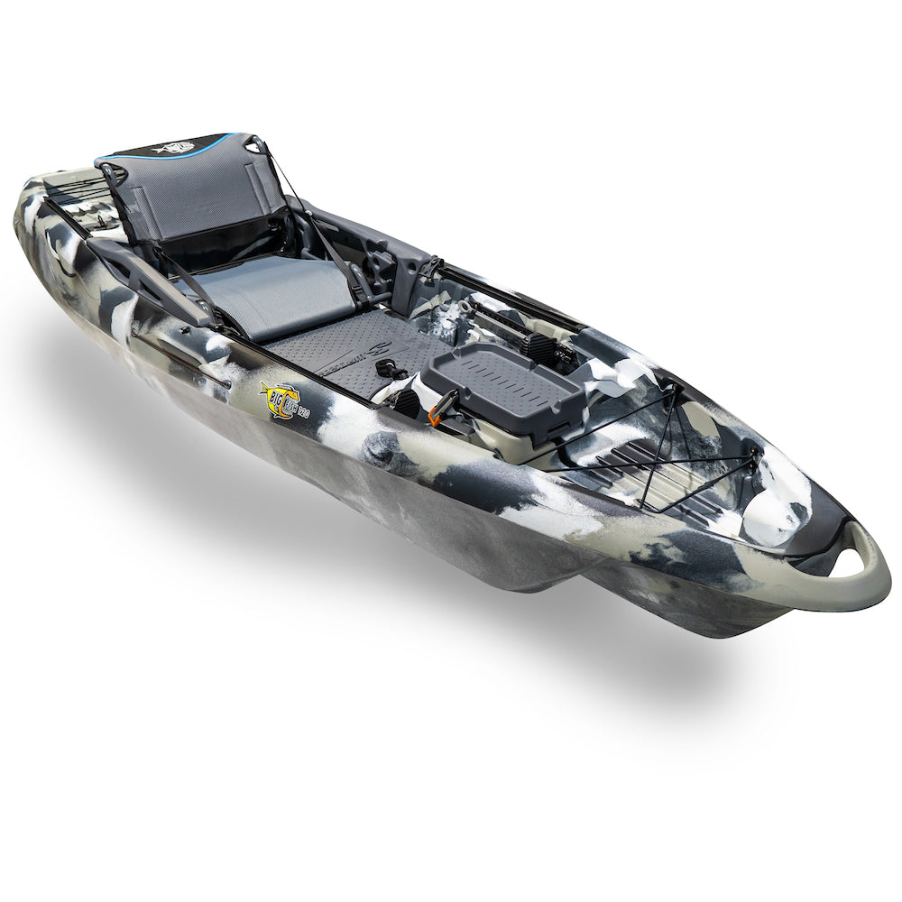 3Waters Big Fish 120 Stable Fishing Kayak in Urban Camo oblique view