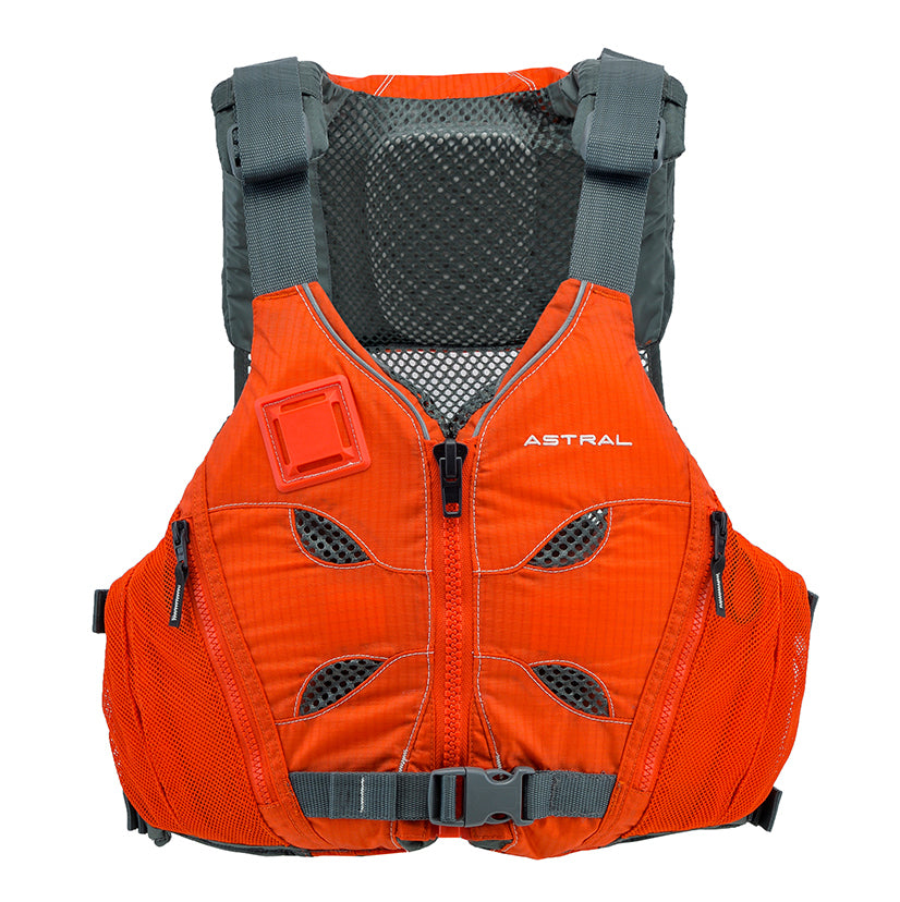 An orange Astral V-eight buoyancy aid