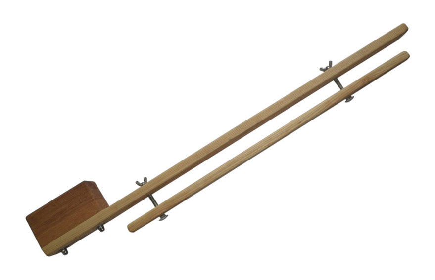 Wooden motor mount in an oiled finish, easy to clamp onto gunwales of most canoes
