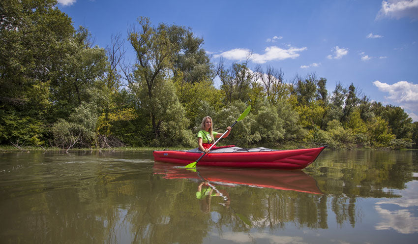 Gumotex Framura showing side profile paddling on a river