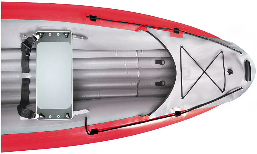 Stern detail of Gumotex palava showing seat configuration and stern cover with bungee