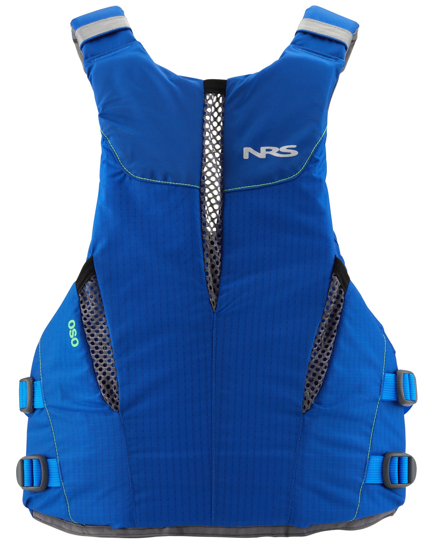 The Rear of the NRS Oso Buoyancy aid in Blue