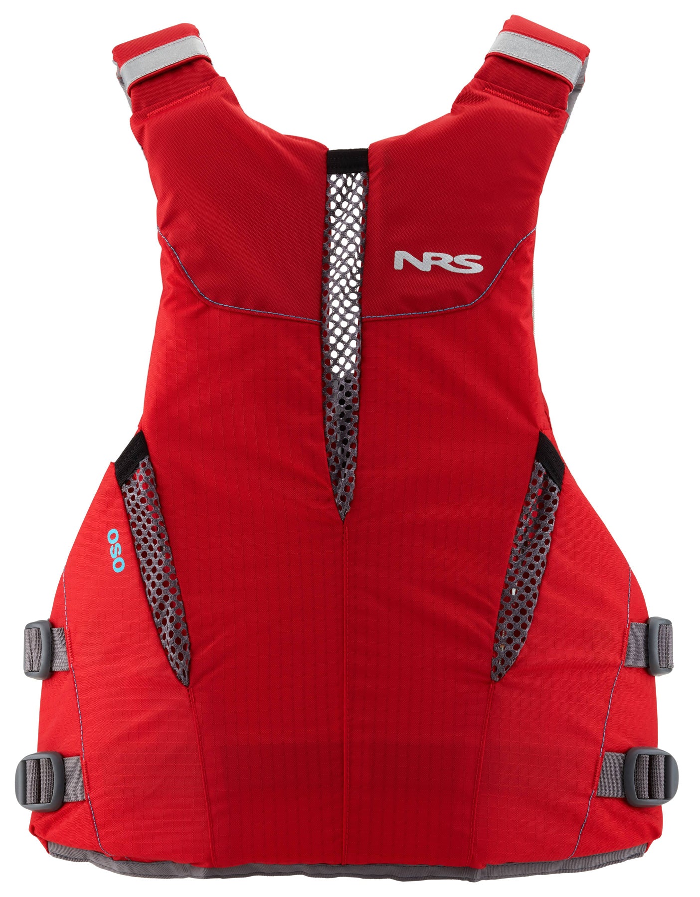 The back of a NRS Oo pfd in RED