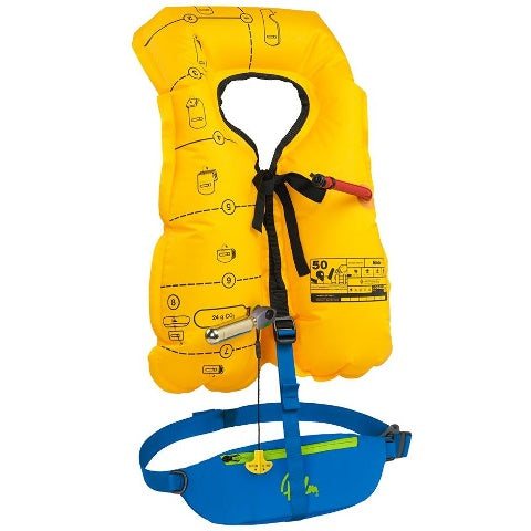 Palm Glide PFD in Blue Inflated, Available from Canoe Shops Group in-store or online.
