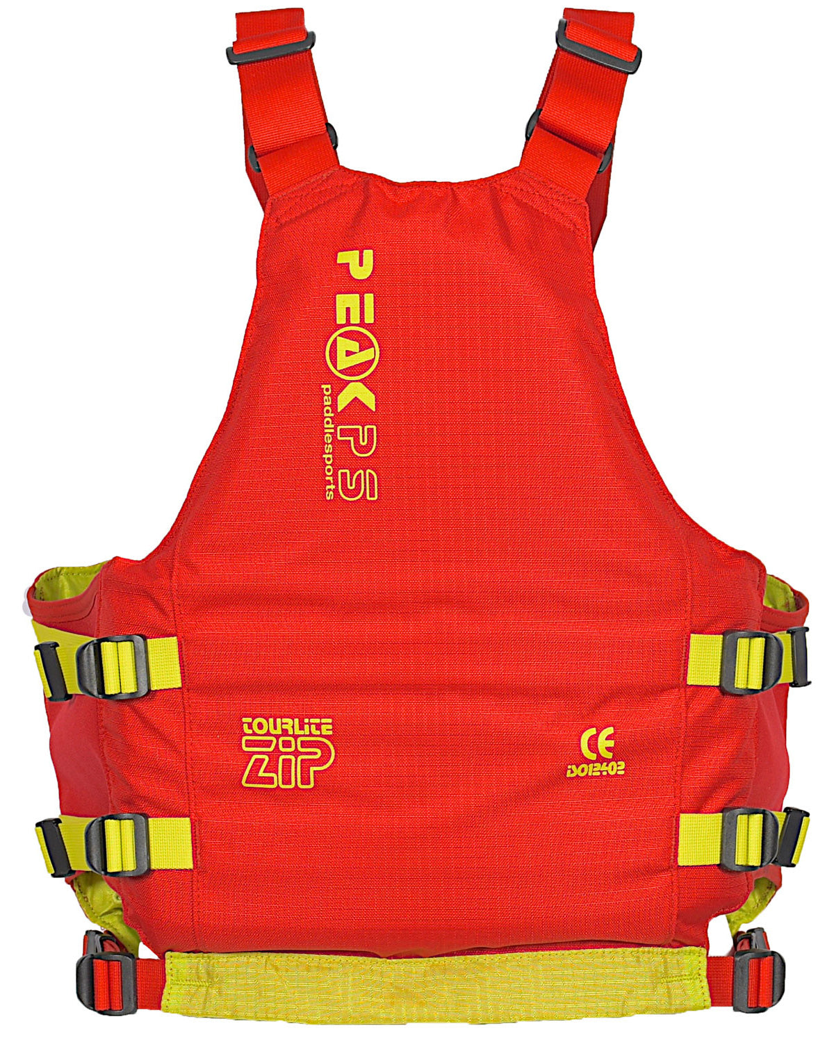 The rear of a Peak PS Tourlite buoyancy aid shown in red