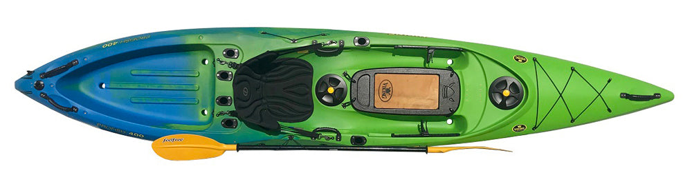 Viking Profish 400 in Blue/Green with optional Feelfree Deluxe Seat and Day Tour Paddle