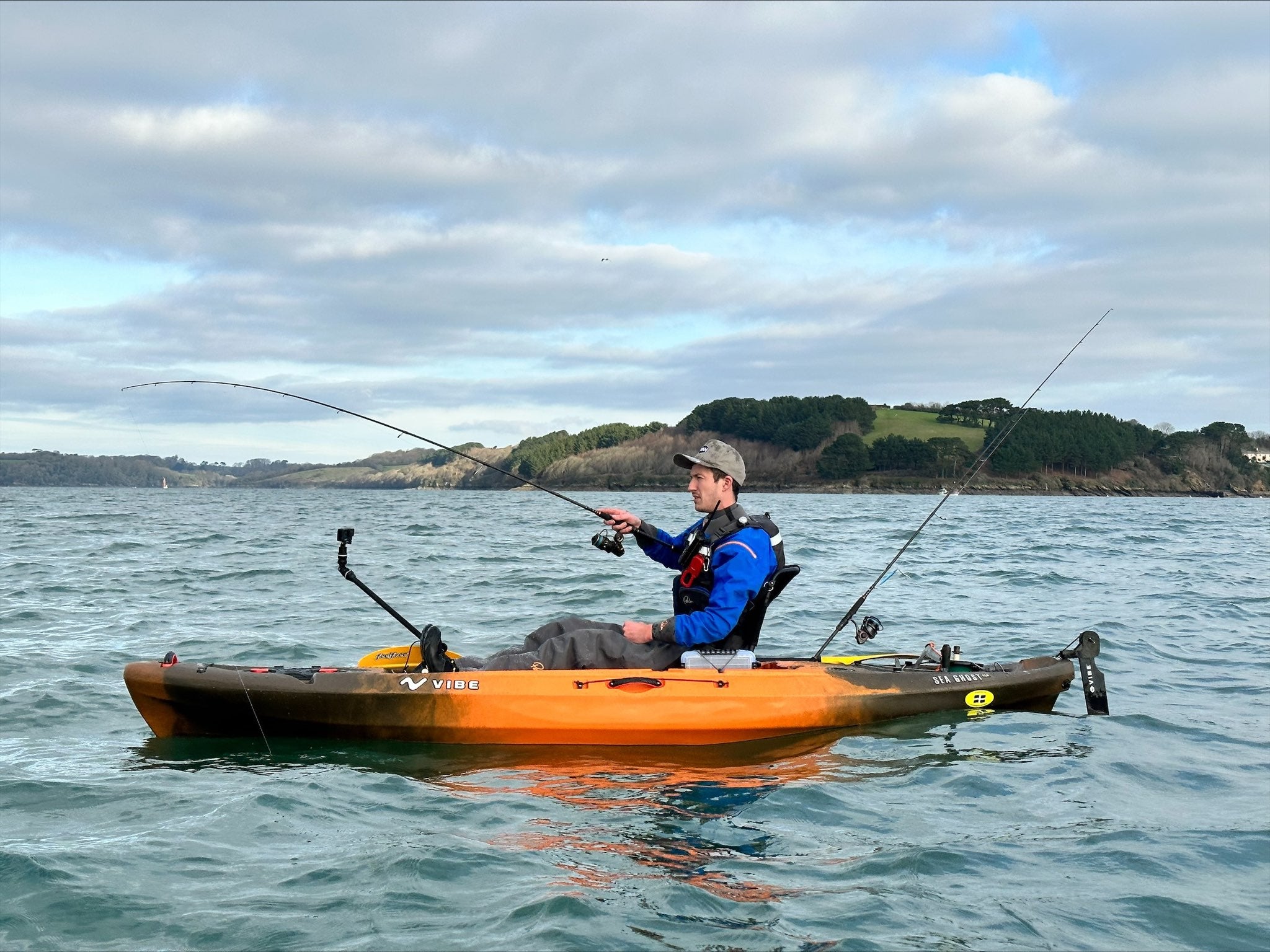 Fishing on the Vibe Sea Ghost 110 kayak in Cornwall
